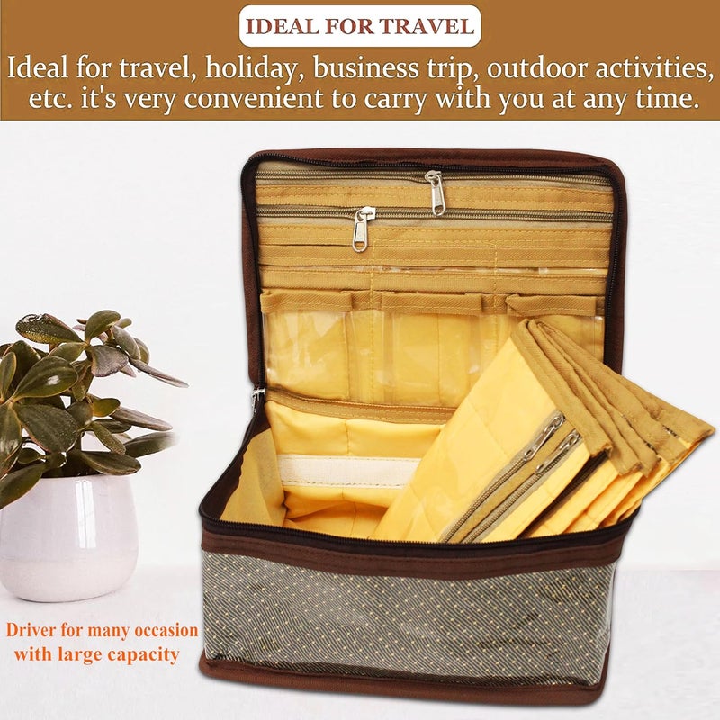LUCES Nylon Makeup Pouches Cosmetic Jewellery Locker Kit with 7 Pouch Bag Case (Brown) - Image 3